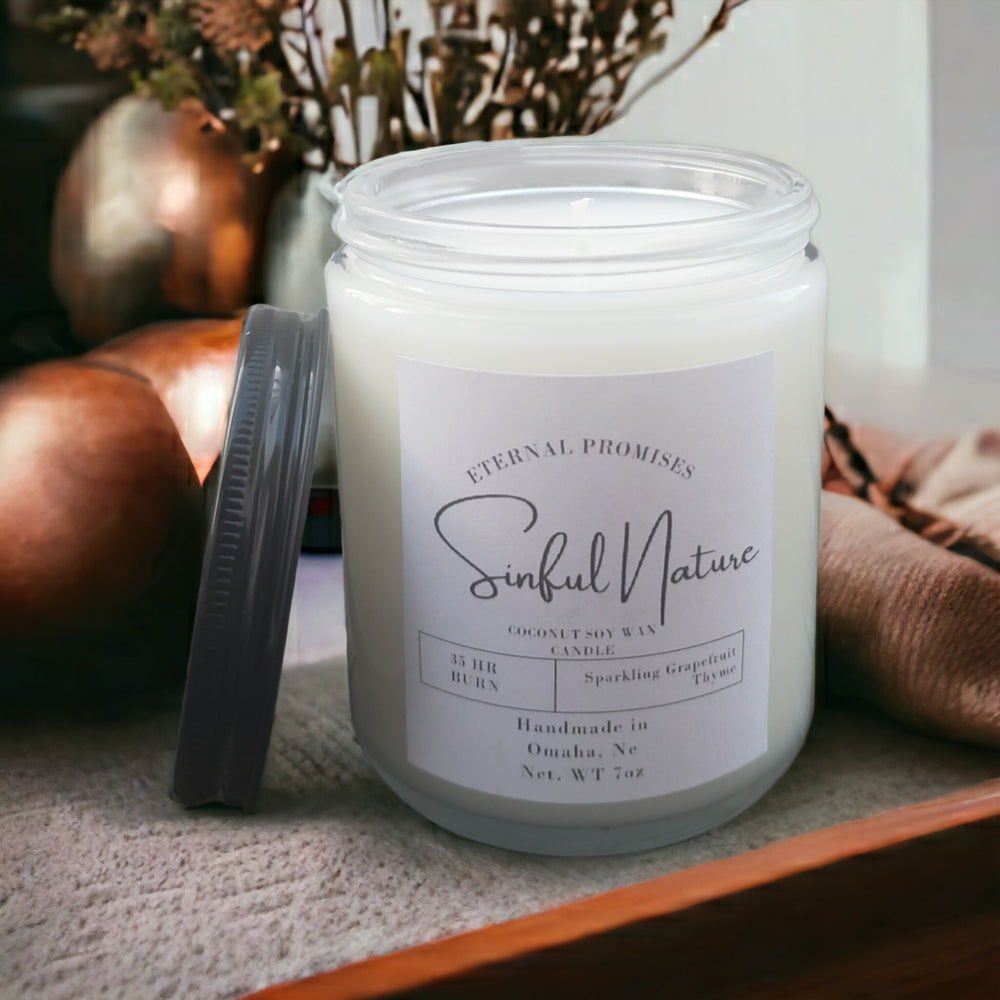 Sinful Nature Candle | 7 oz. | Herbal Mint, Sparkling Grapefruit, & Thyme | Energizing | Eternal Promises | Made in Omaha, NE