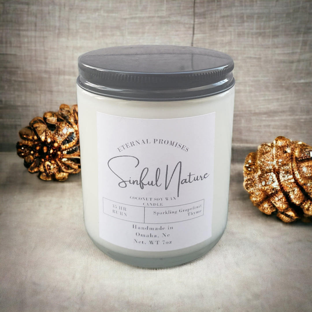 Sinful Nature Candle | 7 oz. | Herbal Mint, Sparkling Grapefruit, & Thyme | Energizing | Eternal Promises | Made in Omaha, NE