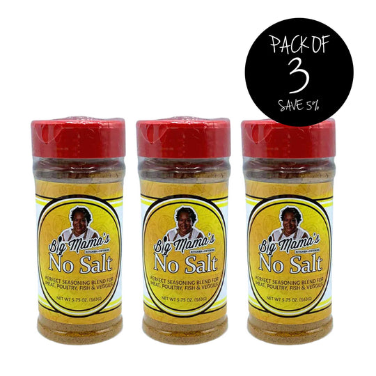 Big Mama's No Salt Seasoning | Pack of 3 | 5.75 oz. | Smoke Pit Barbeque Flavor | As Seen On TV | Food Network's Diners, Drive In, and Dives