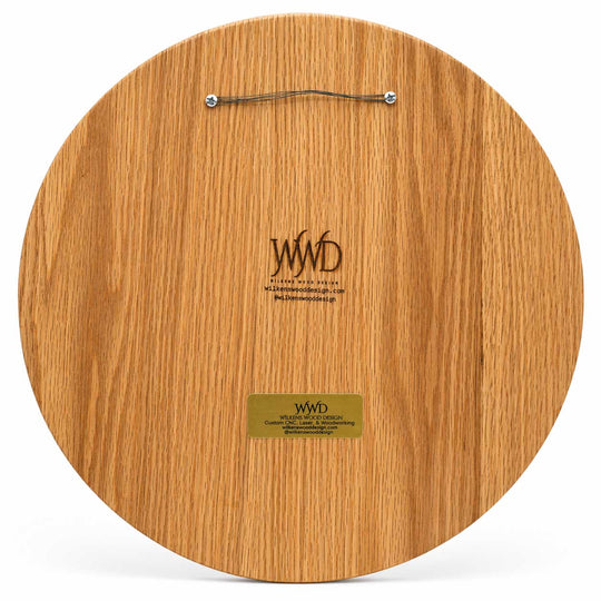 Wooden cutting board with 'Willet Wood Design' branding on a white background