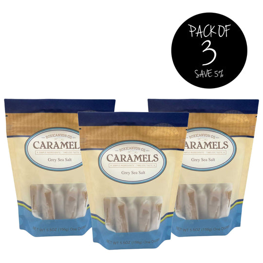 Grey Sea Salt Gourmet Caramels | Pack of 3 | Multiple Quantities | Smooth, Buttery, Salty | French Grey Sea Salt