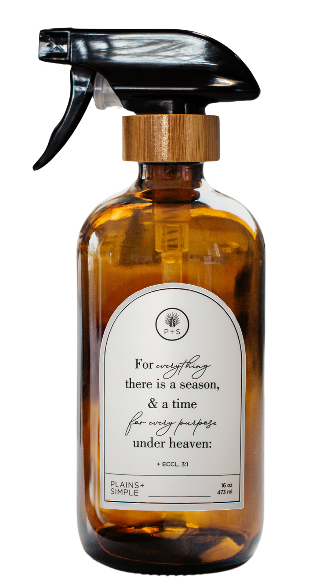 Seasons Amber Glass Bottle | 16 oz. | Reusable Soap, Lotion, or Spray Dispenser | Eco-Friendly | Plains + Simple | Made in Seward, NE