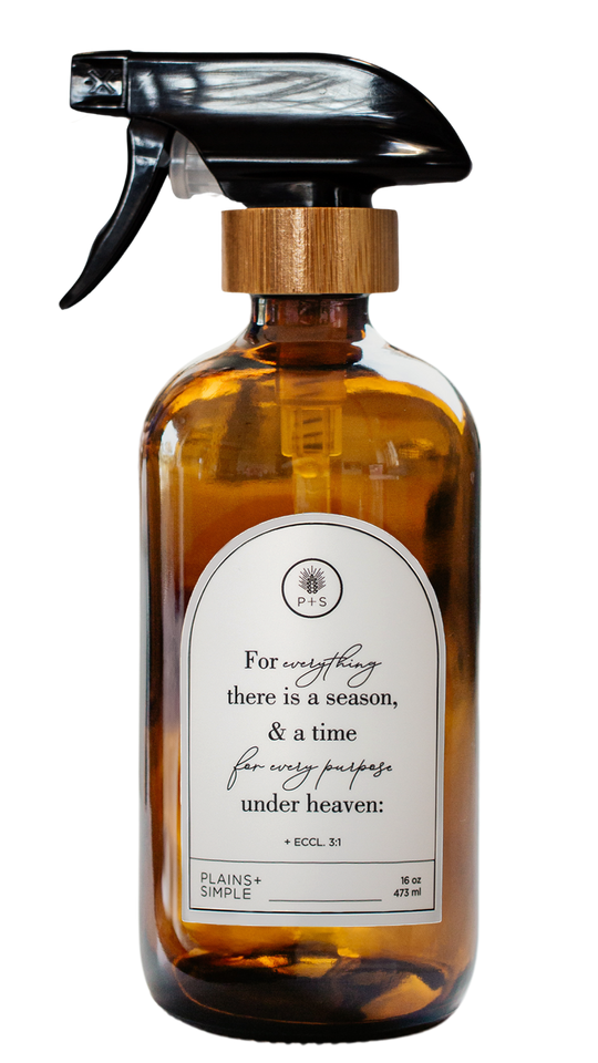 Seasons Amber Glass Bottle | 16 oz. | Reusable Soap, Lotion, or Spray Dispenser | Eco-Friendly | Plains + Simple | Made in Seward, NE