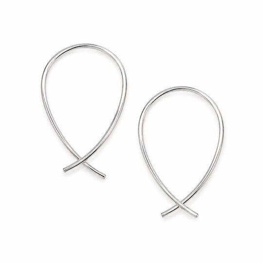 A pair of silver-toned fishhook ear wires with a polished finish, displayed on a clean white background.