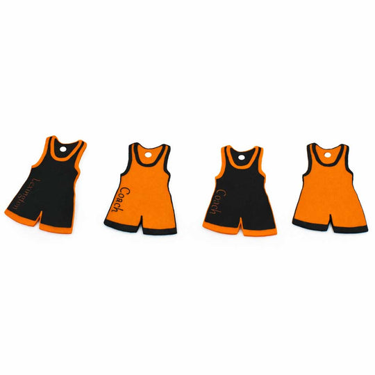 Four black and orange tank tops with 'Coach' text on a white background
