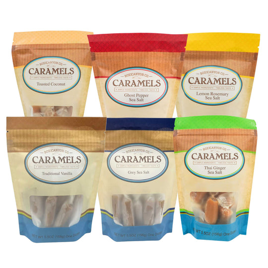 Caramel Flavored Bundle Pack | Pack of 6 | 72 Caramels | Boxicanyon Caramels