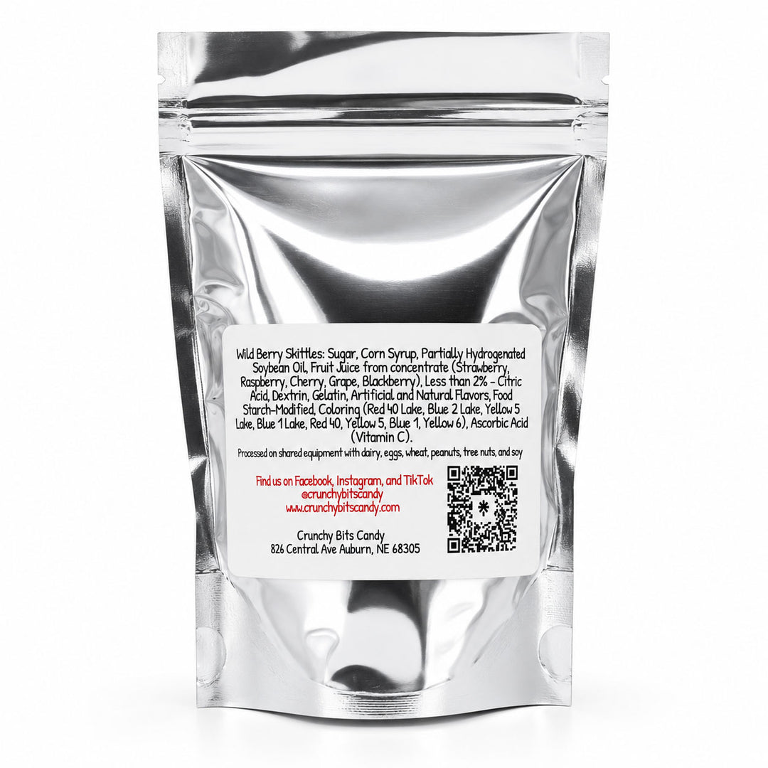 Clear plastic bag with a label on a white background