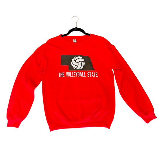 Nebraska Volleyball Crew Neck | The Volleyball State | Red | Perfect for Volleyball Fans | Perfect For Volleyball Lovers | Cute, Sporty Crew Neck