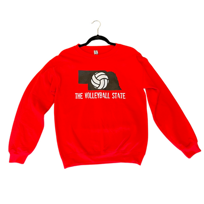Nebraska Volleyball Crew Neck | The Volleyball State | Red | Perfect for Volleyball Fans | Perfect Gift for Volleyball Lovers | Comfy, Soft Material | Wear To Any Occasion | Support Your State | Cute, Sporty Crew Neck
