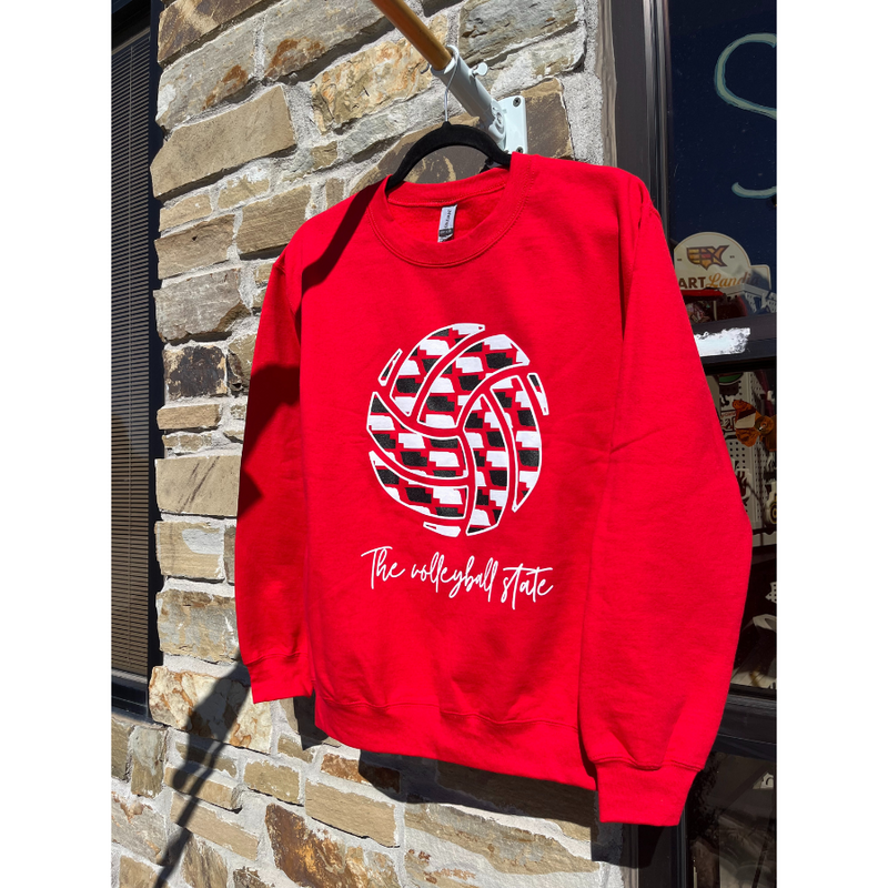 Nebraska Volleyball Crew Neck | Red | The Volleyball State | Perfect for Volleyball Fans | Comfy, Loose Fit | Stylish With Any Outfit or Occasion  | Sporty, Cute Sweatshirt for Women