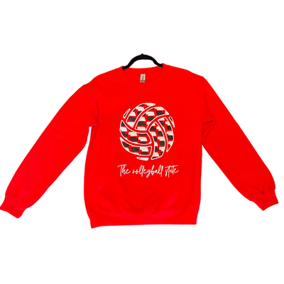 Nebraska Volleyball Crew Neck | Red | The Volleyball State | Perfect for Volleyball Fans | Comfy, Loose Fit | Stylish With Any Outfit or Occasion  | Sporty, Cute Sweatshirt for Women