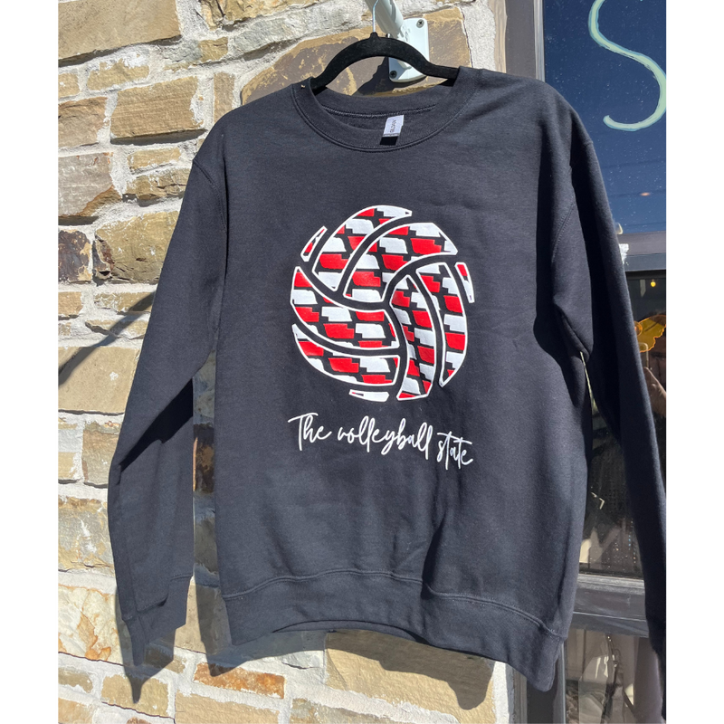 Nebraska Volleyball Crew Neck | Black | The Volleyball State | Perfect for Volleyball Lovers | Comfy, Loose Fit | Stylish With Any Outfit or Occasion | Perfect Crew Neck for Sweater Weather | Sporty, Cute Sweatshirt for Women