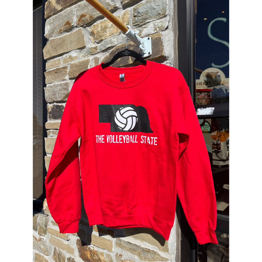 Nebraska Volleyball Crew Neck | The Volleyball State | Red | Perfect for Volleyball Fans | Perfect For Volleyball Lovers | Cute, Sporty Crew Neck