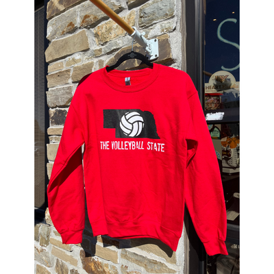 Nebraska Volleyball Crew Neck | The Volleyball State | Red | Perfect for Volleyball Fans | Perfect Gift for Volleyball Lovers | Comfy, Soft Material | Wear To Any Occasion | Support Your State | Cute, Sporty Crew Neck