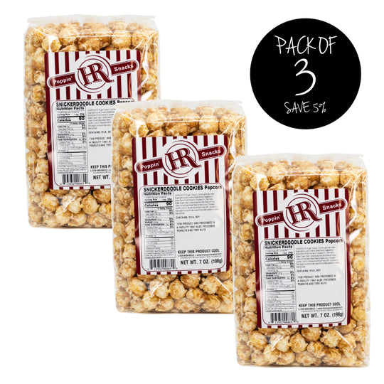 Snickerdoodle Cookies Popcorn | Pack of 3 | Made in Small Batches | Party Popcorn | Made in Gibbon, NE | HR Poppin' Snacks