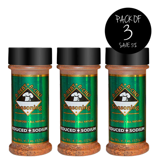 Reduced Sodium Seasoning | Pack of 3 | All Purpose | All Natural | No MSG | Gluten and Sugar Free | 4.3 oz. Bottle