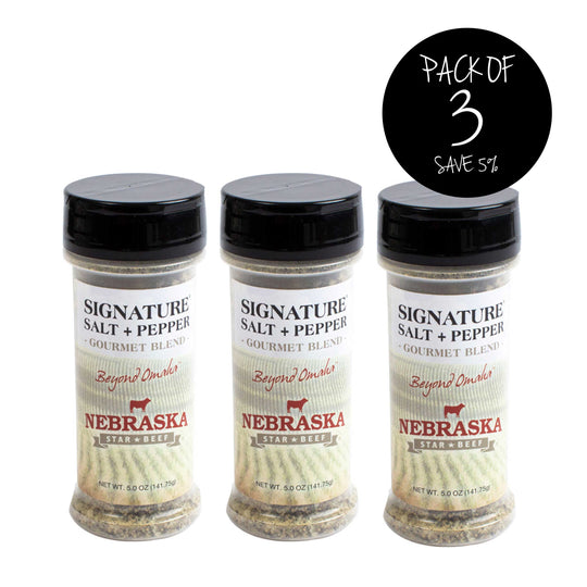 Salt + Pepper Blend | Pack of 3 | 5 oz. | Black & White Peppercorns With Premium Sea Salt Flakes | Elevates Flavor Of Meat & Vegetables | Nebraska Seasoning