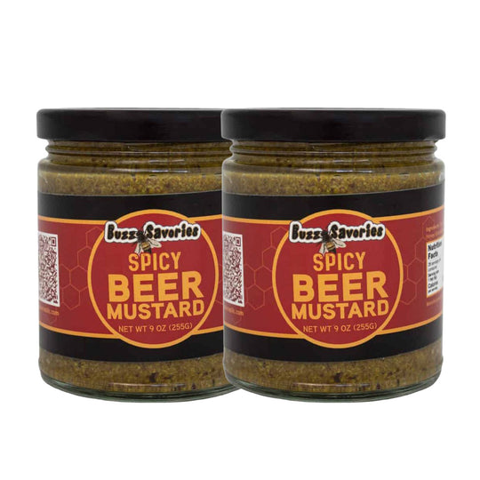 Spicy Beer Mustard | Pack of 2 | 9 oz | Buzz Savories, LLC