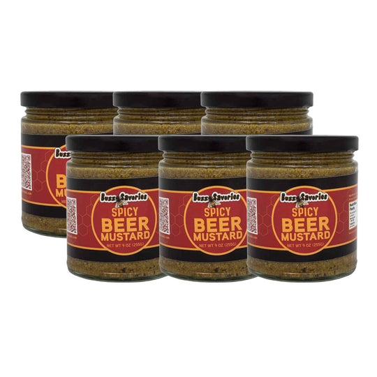 Spicy Beer Mustard | Pack of 6 | 9 oz | Buzz Savories, LLC