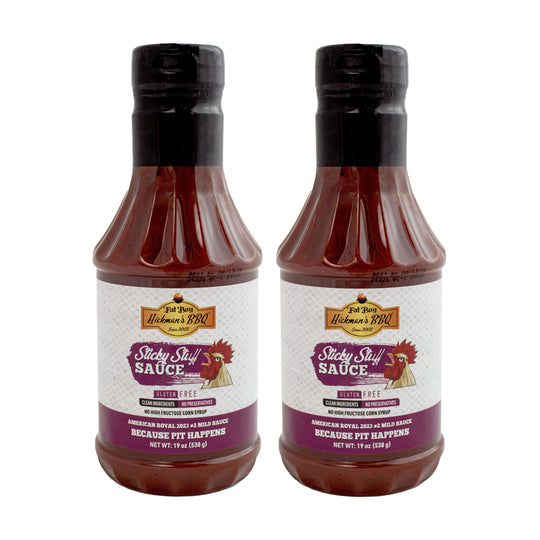 Sticky Stuff Natural BBQ Sauce 19 oz | Pack of 2 | Gluten Free | Hickman's Fat Boy BBQ