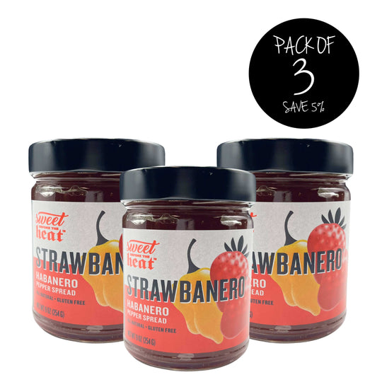 Strawbanero Pepper Spread | Pack of 3 | 9 oz. Jar | Strawberry Pepper Spread | Gluten Free | Fruity Heat | Made in Blair, NE | Chili Dawg's Foods of Fire