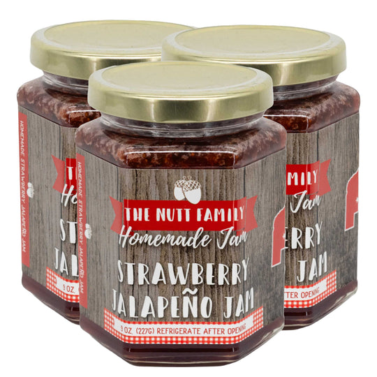 Strawberry Jalapeño Jam | Pack of 3 | 9 oz | Nutt Family Jams & Jellies