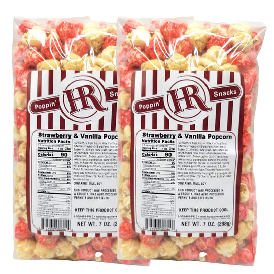 Strawberry & Vanilla Popcorn | 7 oz | Pack of 2 | HR Poppin' Snacks