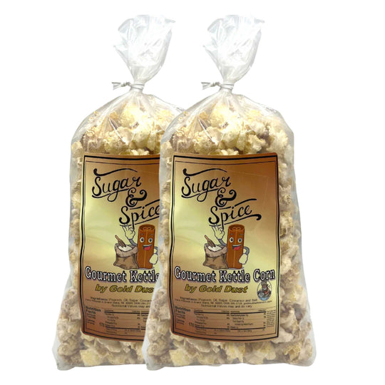 Cinnamon and Sugar Kettle Corn | Pack of 2 | 2 oz | Non-GMO | Gold Dust Kettle Corn