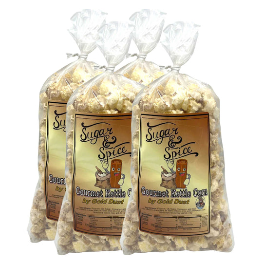 Cinnamon and Sugar Kettle Corn | Pack of 4 | 2 oz | Non-GMO | Gold Dust Kettle Corn