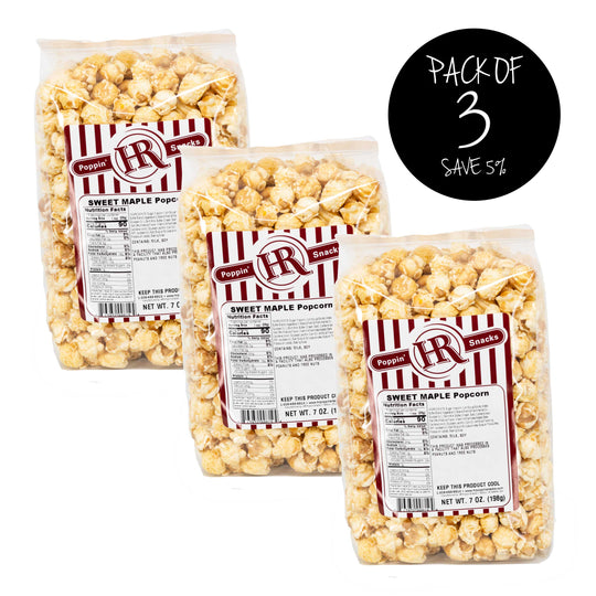 Sweet Maple Popcorn | Pack of 3 | Made in Gibbon, NE | HR Poppin' Snacks