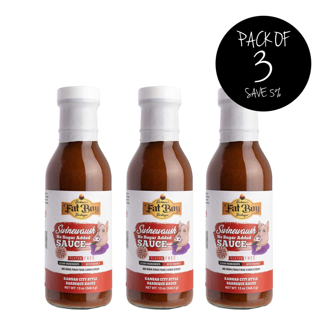 Keto Friendly Natural No Sugar Added BBQ Sauce | Pack of 3 | Swinewaush Flavor | No MSG | Gluten Free | No High Fructose Corn Syrup | 13 oz Bottle