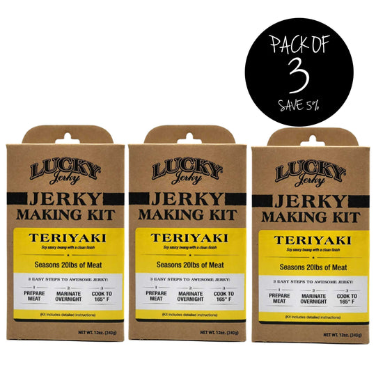 Jerky Making Kit  | Pack of 3 | 12 oz. Box | Teriyaki Flavor | Easy & Simple Way To Make The Most Wholesome, Premium Meat Snack | Strong Tones Of Soy Sauce & Black Pepper | Seasons 20 LBS. Of Meat | Savory Blend Of Spices | Jerky & Cure Seasonings