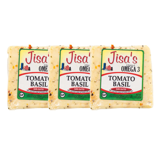 Tomato Basil Cheese Block | Pack of 3 | 8 oz | Jisa's Farmstead Cheese
