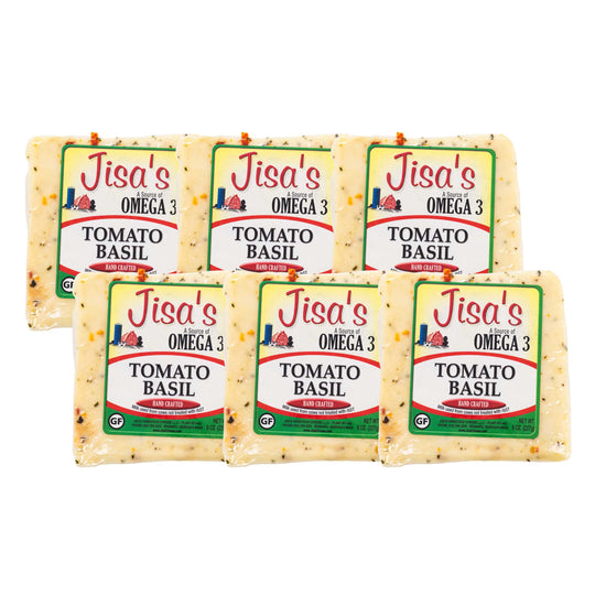 Tomato Basil Cheese Block | Pack of 6 | 8 oz | Jisa's Farmstead Cheese