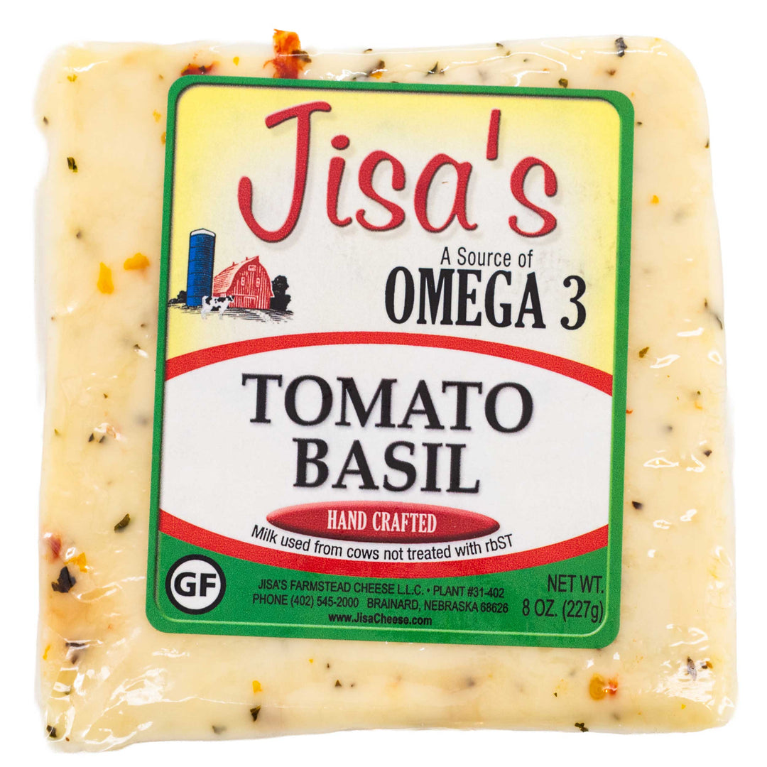 Tomato Basil Cheese Block | Pack of 6 | 8 oz | Jisa's Farmstead Cheese