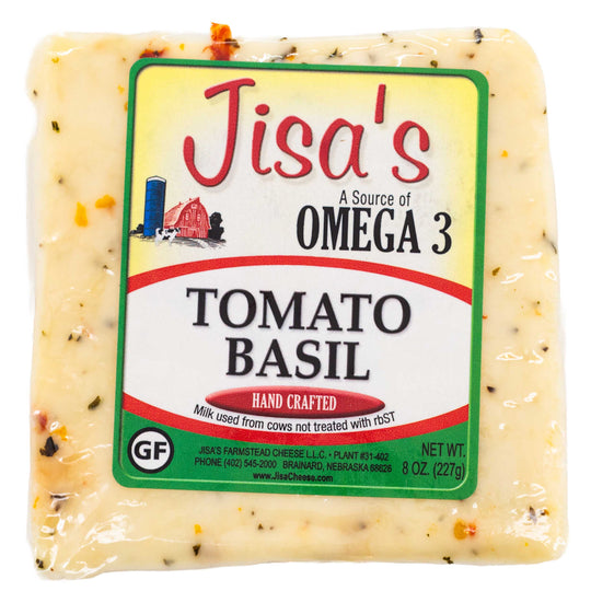 Tomato Basil Cheese Block | Pack of 6 | 8 oz | Jisa's Farmstead Cheese