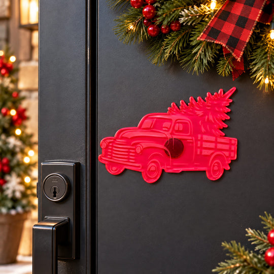 Christmas tree in old truck magnet
