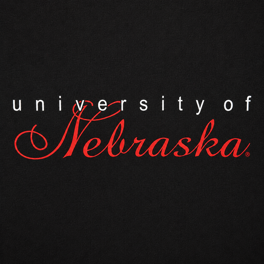 Black shirt with 'University of Nebraska' text in red and white