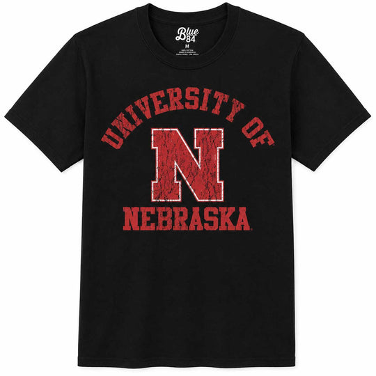 Unisex University of Nebraska Black T-Shirt | Multiple Sizes | Blue 84