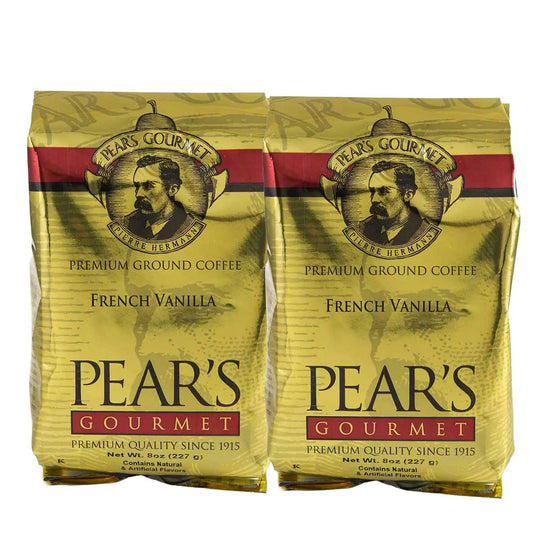 Pear's French Vanilla Ground Coffee | Pack of 2 | 8 oz | Brenmar