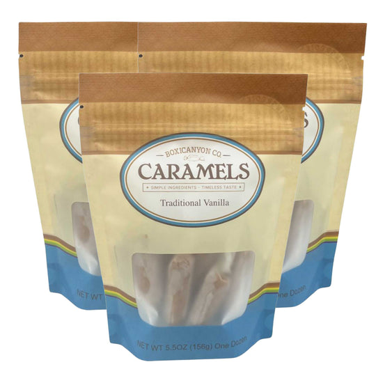 Vanilla Caramel | Pack of 3 | 12 Caramels | Boxicanyon Caramels
