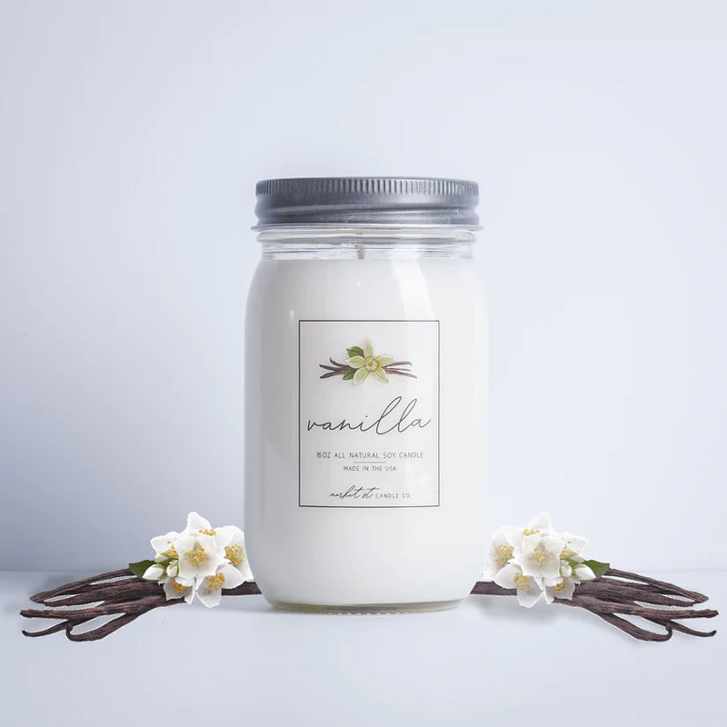 Vanilla Candle | Market Street Candle Co | 16 oz.| Fresh, Comforting Vanilla Scent | Fills Room With Soothing, Warm Aromas | All Natural Soy Wax Blend With Essential Oils | Nebraska Candle | 2 Pack | Shipping Included