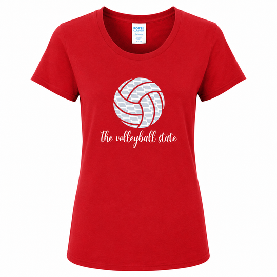 Volleyball State Women's T-Shirt | Red | Multiple Sizes | Lou's Sporting Goods | 25N16DM104L
