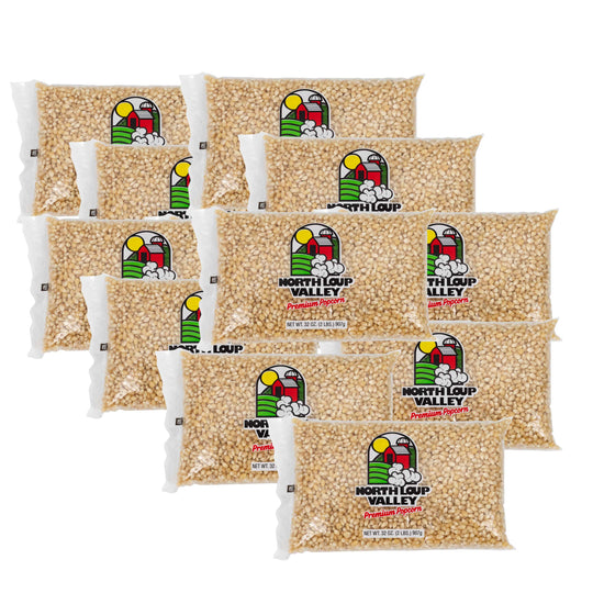 White Un-Popped Popcorn Kernels | 2 lb | Pack of 10 | Non-GMO | Popcorn County USA | North Loup Valley