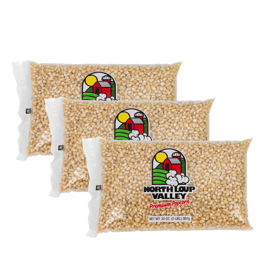 White Un-Popped Popcorn Kernels | 2 lb | Pack of 3 | Non-GMO | Popcorn County USA | North Loup Valley