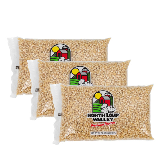 White Un-Popped Popcorn Kernels | 2 lb | Pack of 3 | Non-GMO | Shipping Included | Popcorn County USA | North Loup Valley