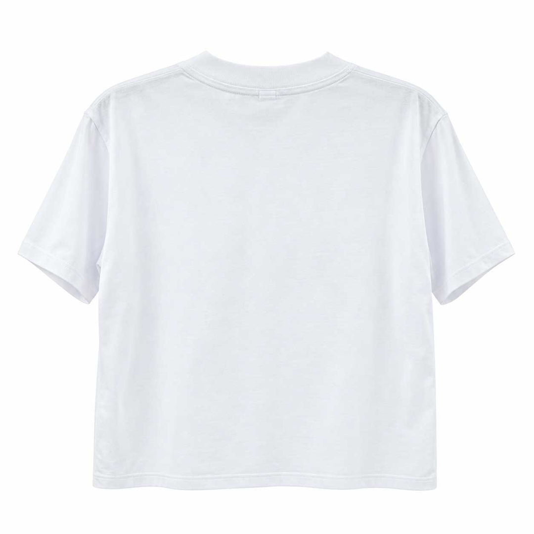 back of white crop top shirt