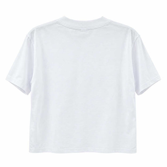 back of white crop top shirt