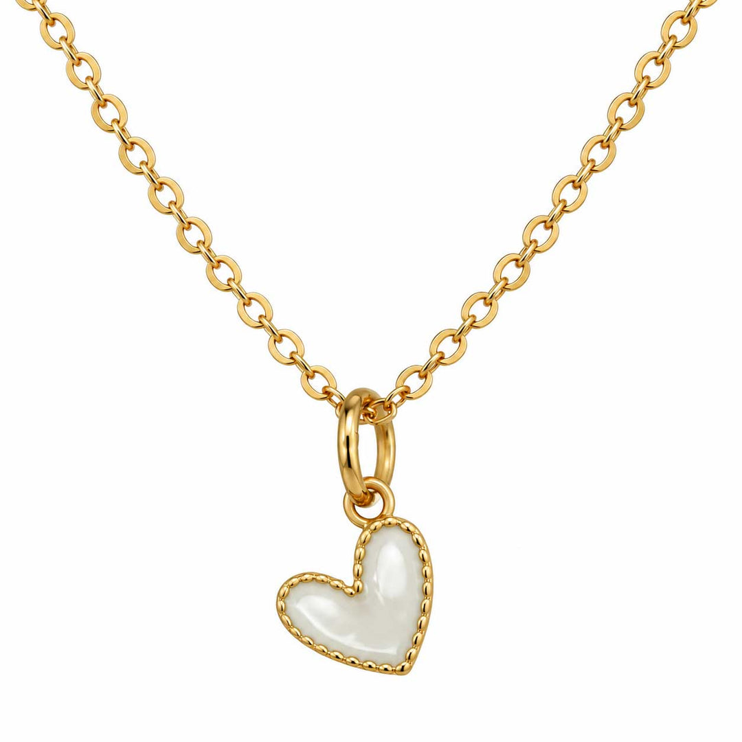 White enamel heart necklace