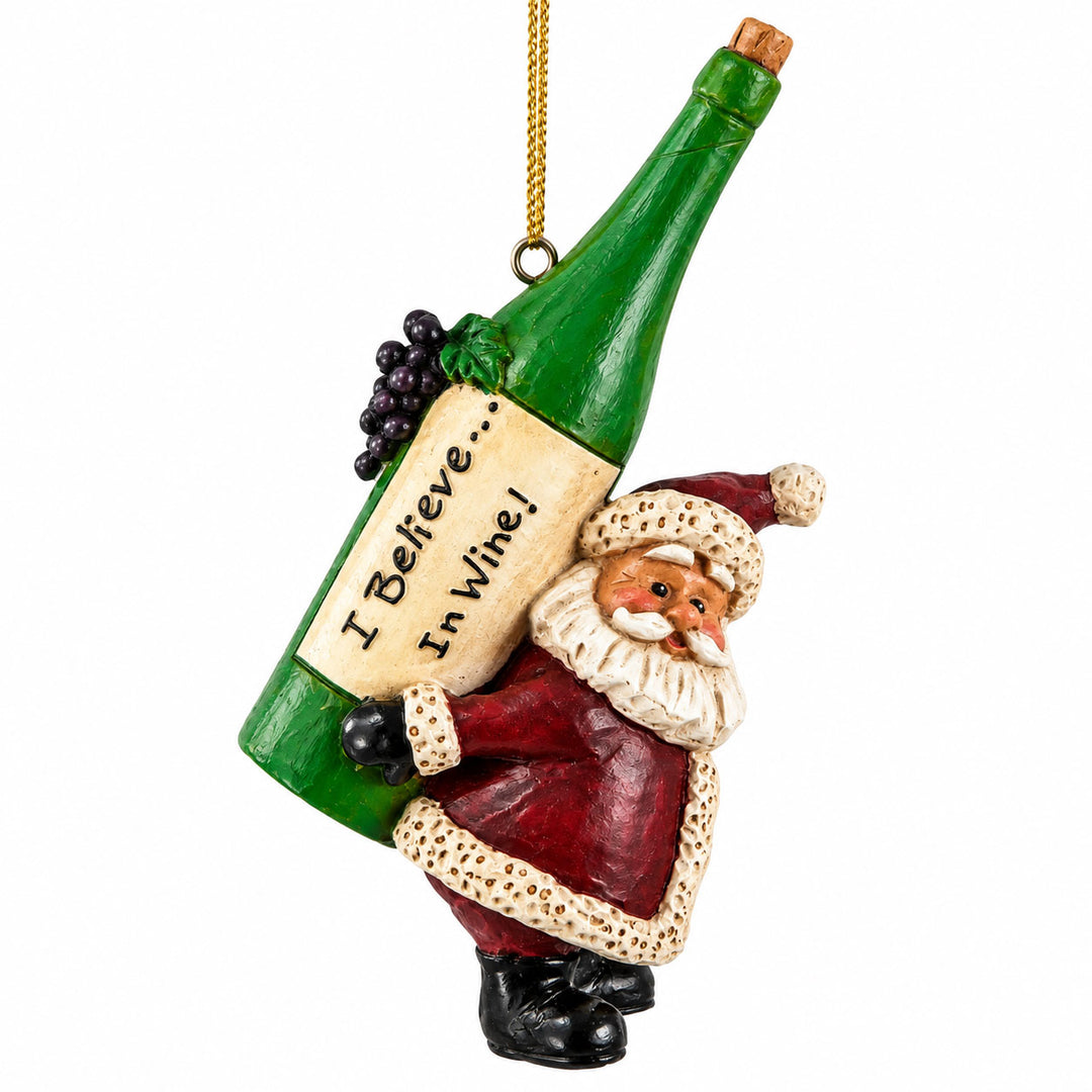 Santa with Wine Bottle Ornament